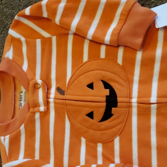 Baby  Halloween Pumpkin Fleece Footed Pajama Sleeper Size NB 3 6 months NWT - Picture 4 of 4